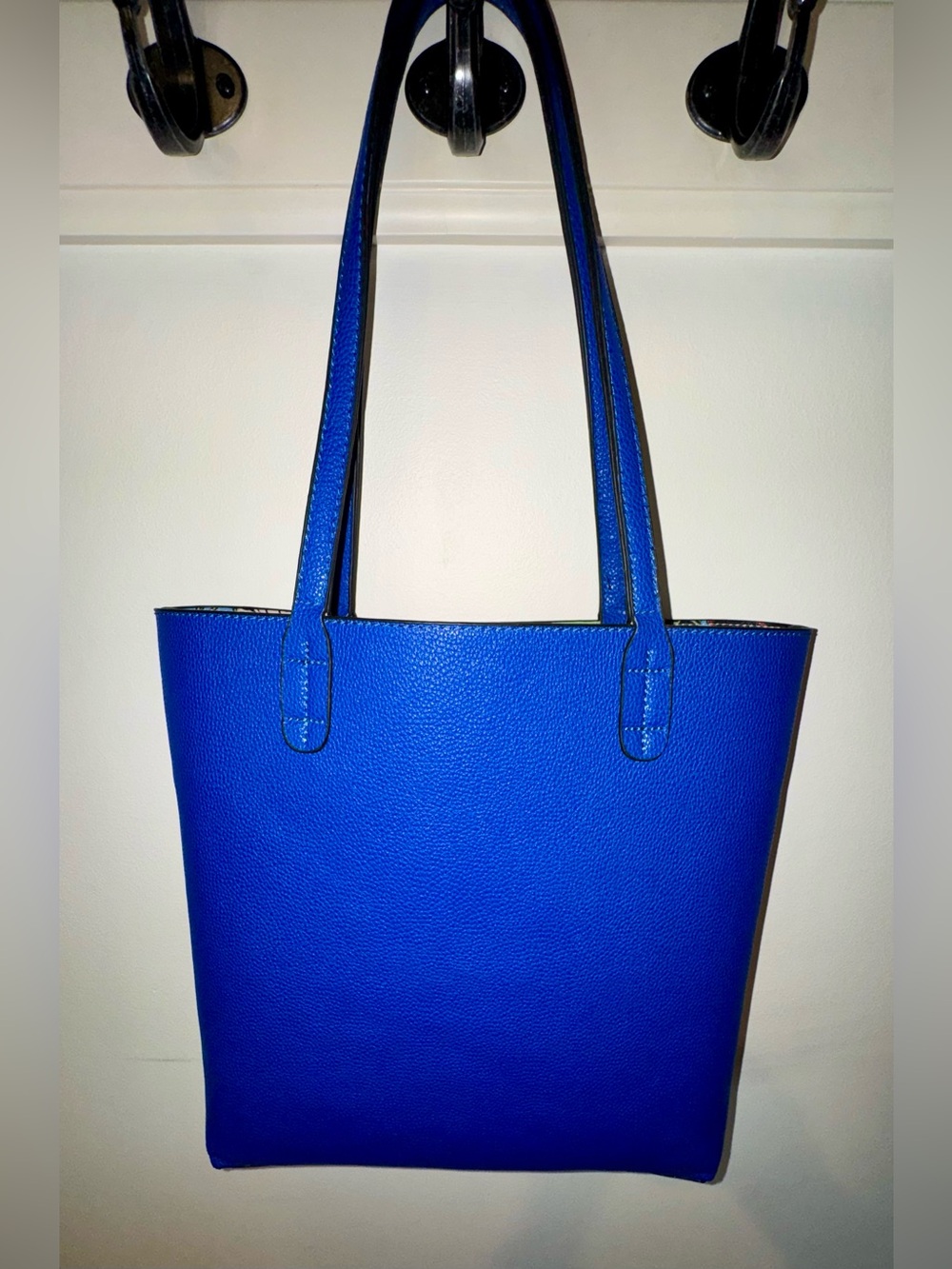 Classic Blue and Floral Reversible Tote Bag - Womens Shoulder Bag